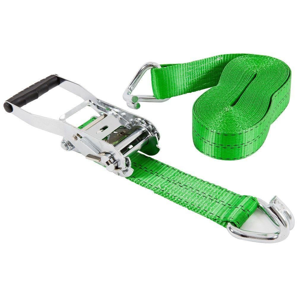 Chrome Heavy-Duty Ratchet Tie Down Strap 30 ft. x 2 in. 3,333 lbs with Double J Hook - Hercitys