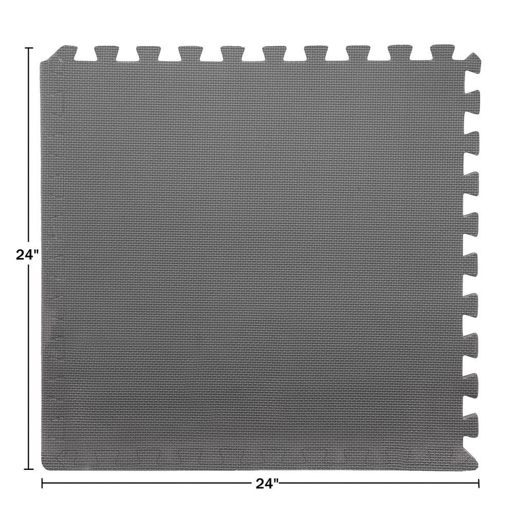 Interlocking Gray 24 in. W x 24 in. L x 0.5 in Thick Exercise/Gym Flooring Foam Tiles – 24 Tiles\Case (96 sq. ft.) - Hercitys