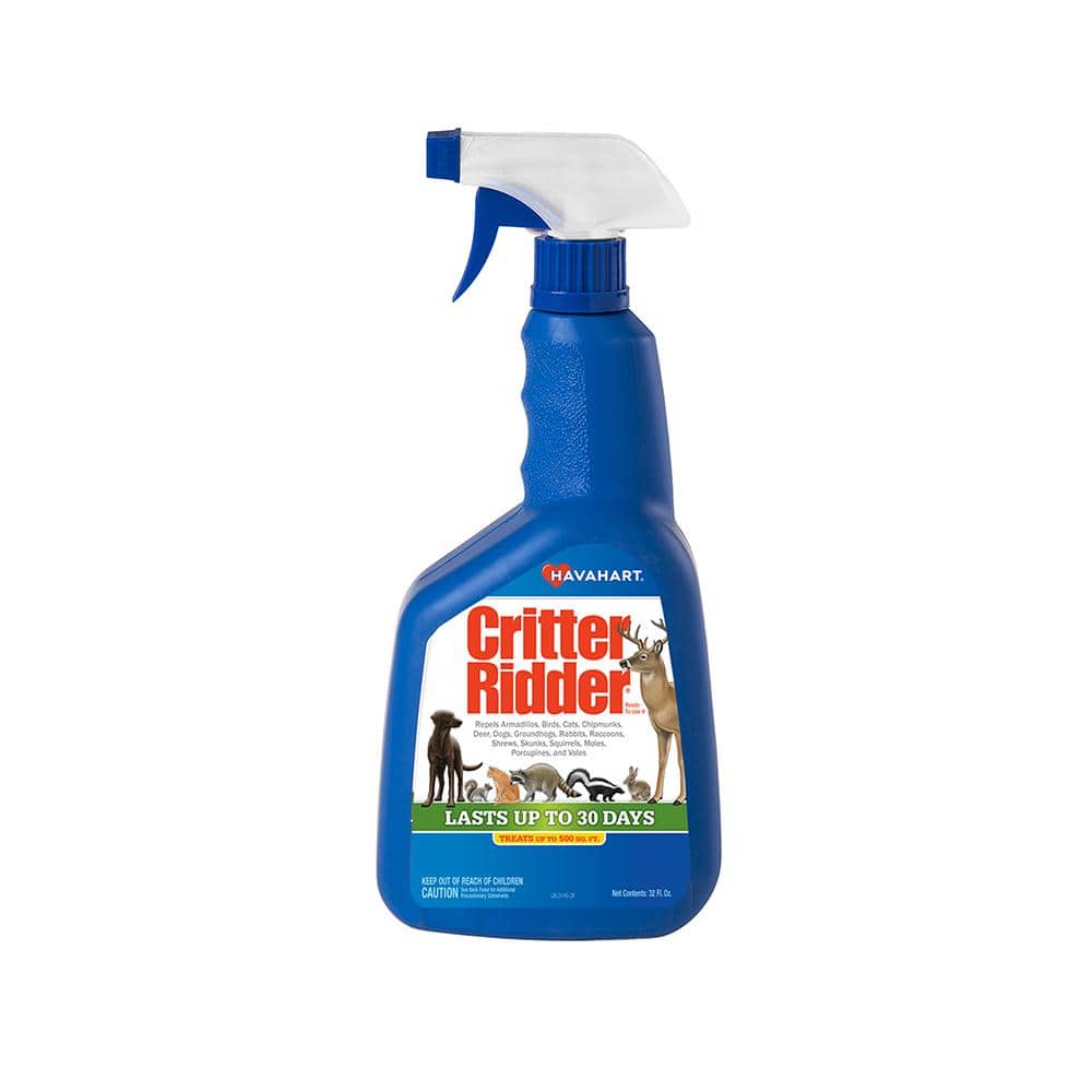 Critter Ridder II Outdoor Natural Animal Repellent Spray for Moles, Deer, Cats, Dogs, Rabbits, Skunks, and Other Rodents - Hercitys