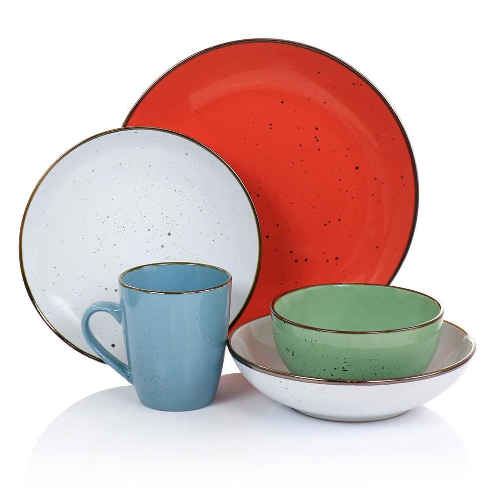 Evelyn 20 Piece Round Stoneware Dinnerware Set in Assorted Colors - Hercitys