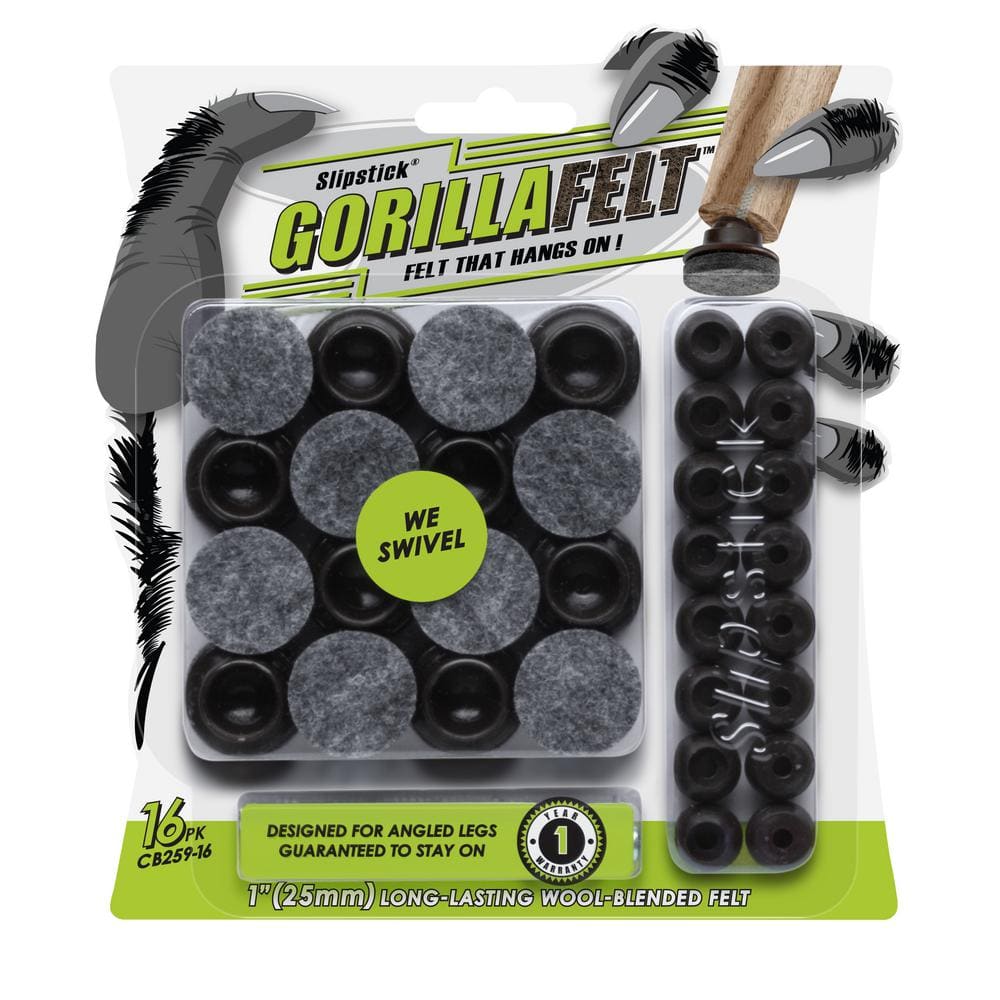 GorillaFelt 1 in. Swivel Base Wool Blended Felt Pads (16-pack) - Hercitys