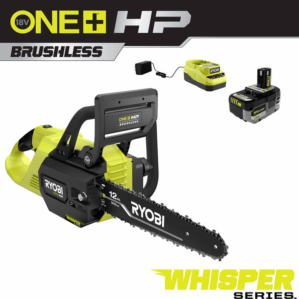 ONE+ HP 18V Brushless Whisper Series 12 in. Battery Chainsaw with 6.0 Ah Battery and Charger - Hercitys