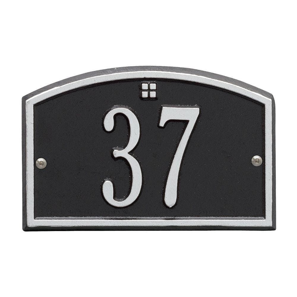 Cape Charles Rectangular Black/Silver Petite Wall 1-Line Address Plaque - Hercitys