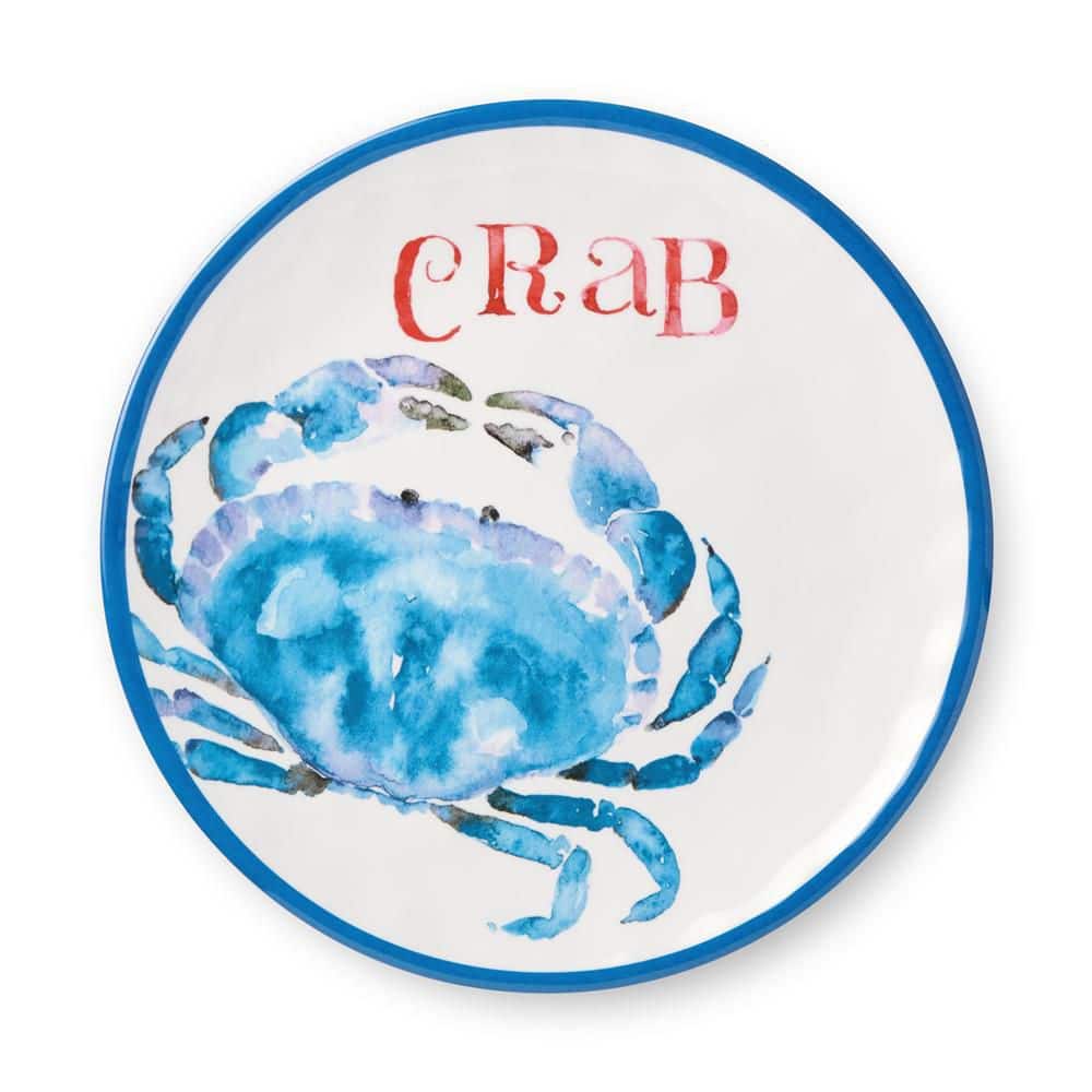 Beach House Crab Multi-Colored Melamine Salad Plate (Set of 6) - Hercitys