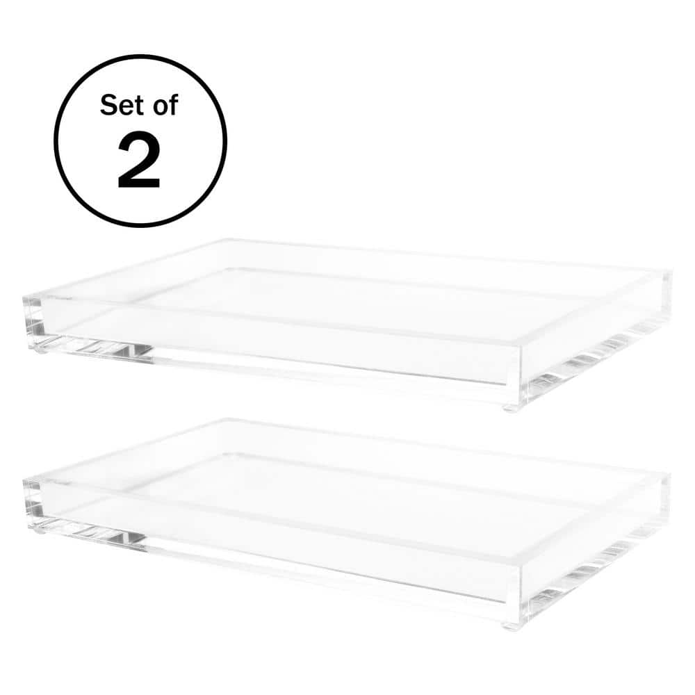 6 in. W x 1 in. H x 10.5 in. D Rectangular Clear Acrylic Decorative Tray Set of 2 - Hercitys