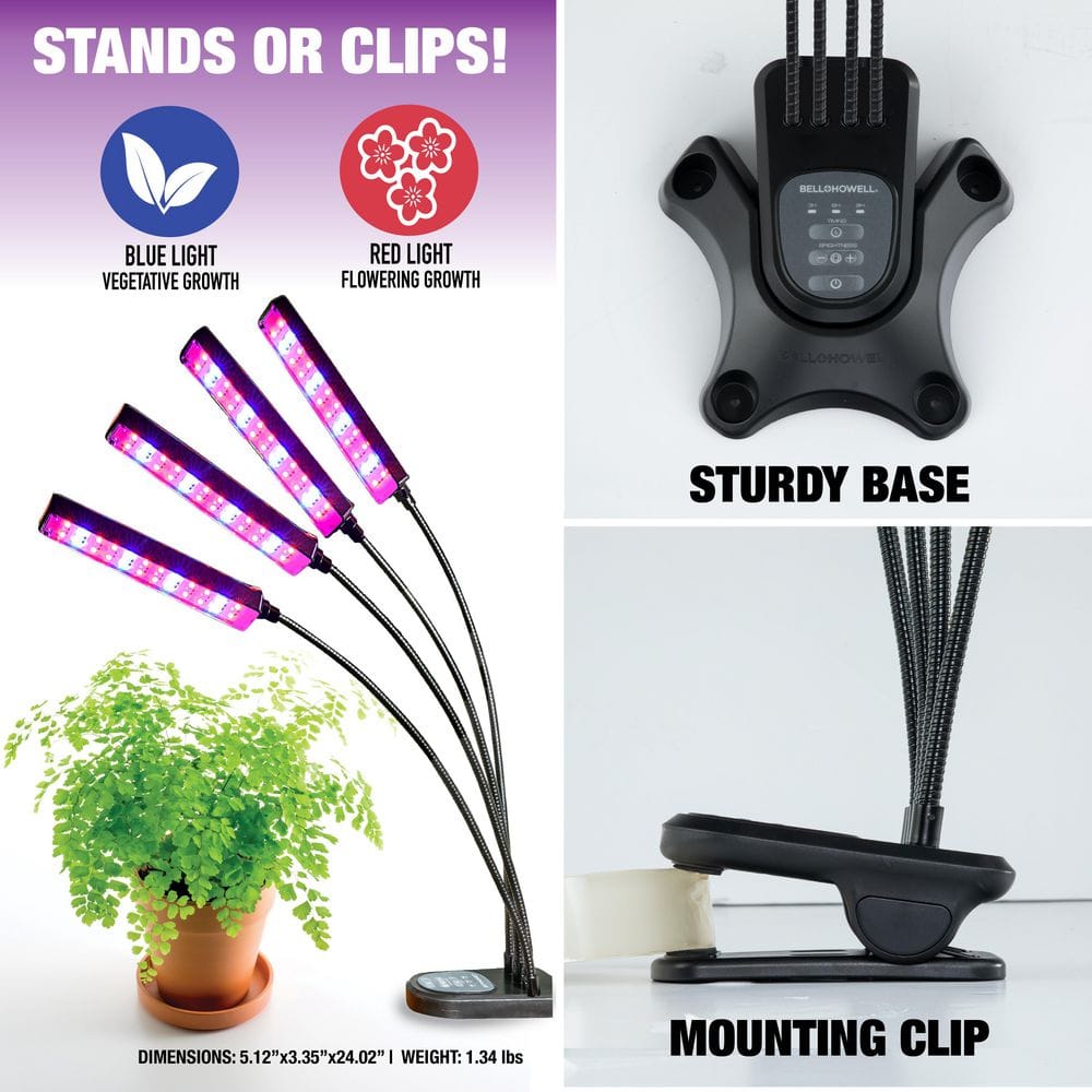 Bionic Grow 9-Watt Equivalent Indoor LED Full Spectrum UV Flexible Plant Grow Light in Color Changing Lights - Hercitys