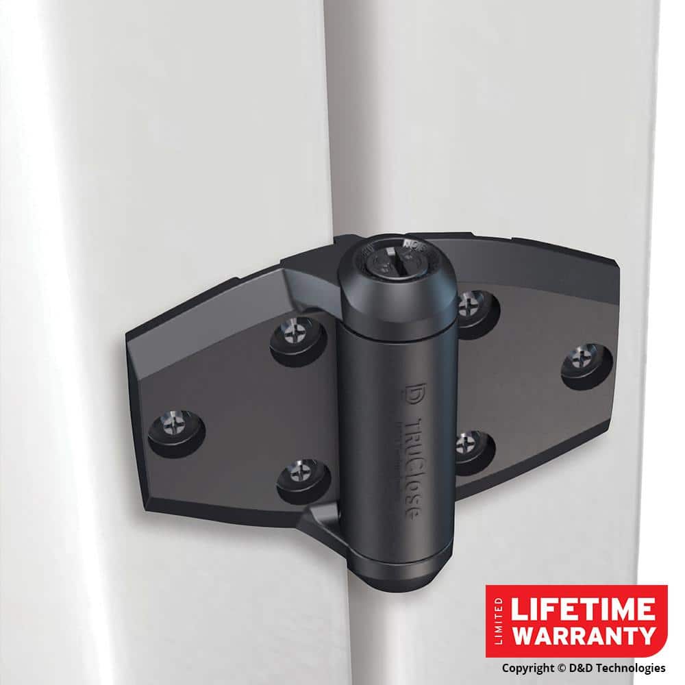 D&D 5-1/8 in. x 3-3/4 in. Black Self-Closing Vinyl and Wood Gate Hinge (2-Piece) - Hercitys