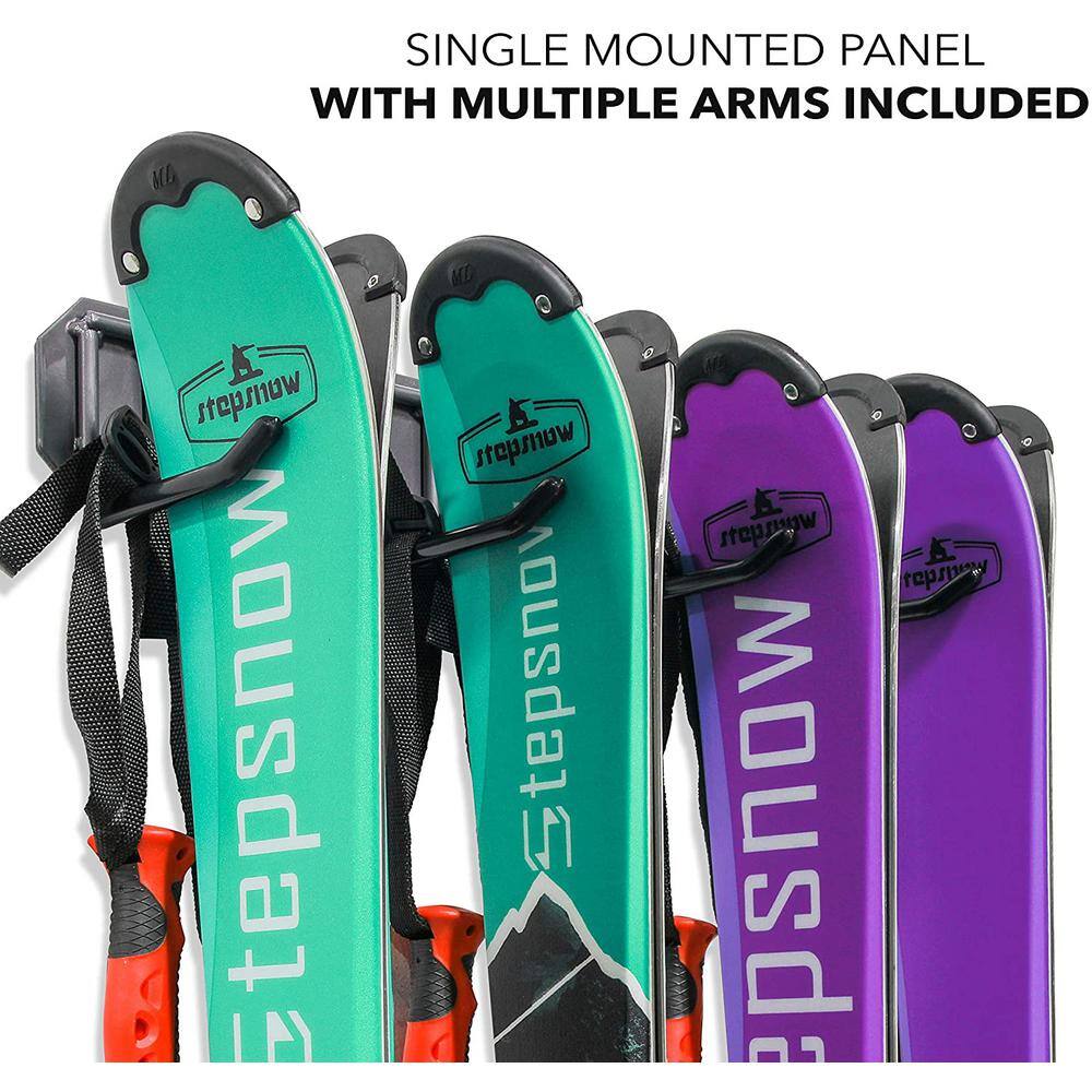 Ski Storage Rack, Wall Mounted Ski Rack for 4 Pairs of Skis and Poles or Boards - Hercitys