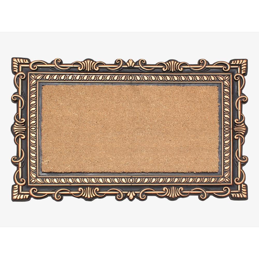 A1HC Carson Bronze/Beige 24 in. x 36 in. Rubber and Coir Heavy Duty, Easy to Clean Outdoor Doormat - Hercitys