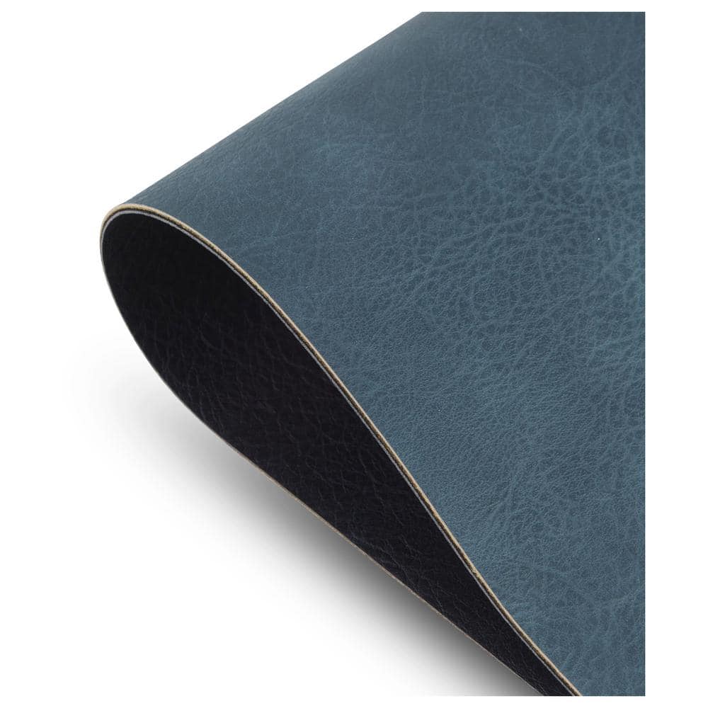Florence 18 in. x 12 in. Blue and Navy Reversible Vegan Leather Wipe Clean Placemat Set of 4 - Hercitys