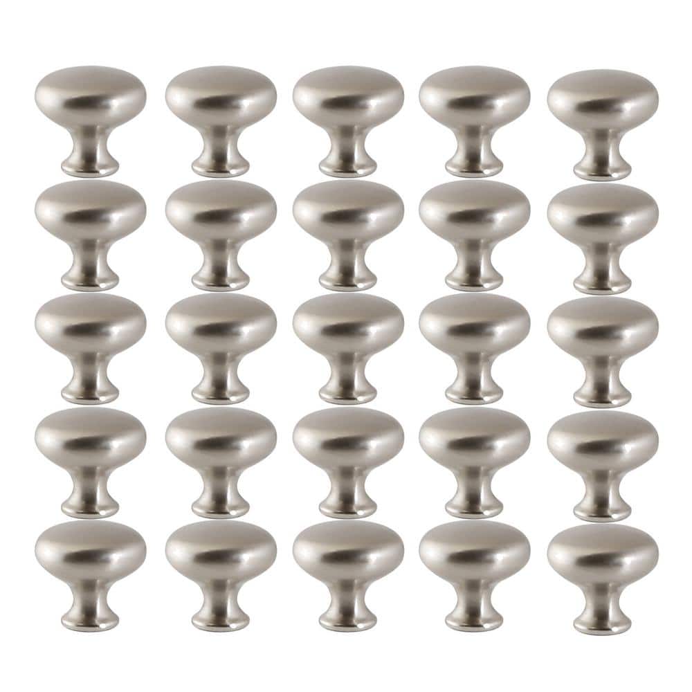 Mushroom Knob 1-1/4 in. Satin Nickel Hardware Value Pack Cabinet Knob (25 per Pack) - Hercitys