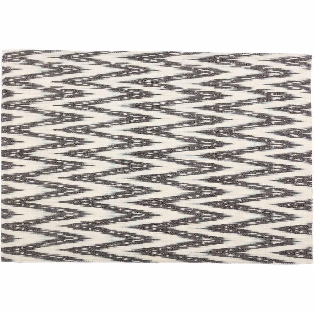 Alexis 18 in. W. x 12 in. H Gray, Parchment Boho Cotton Placemat Set of 6 - Hercitys