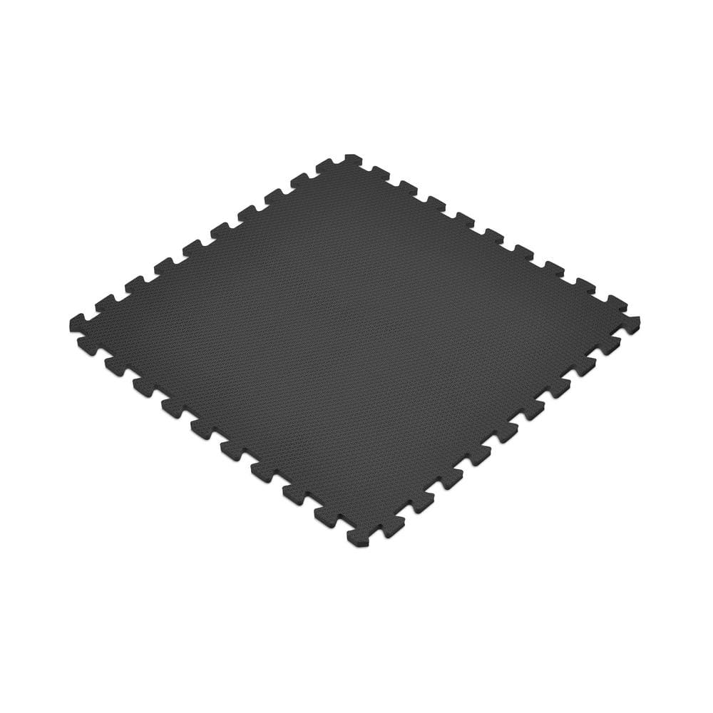 Black 24 in. x 24 in. EVA Foam Non-Toxic Solid Color Interlocking Tiles (72 sq. ft. – 18 tiles) - Hercitys
