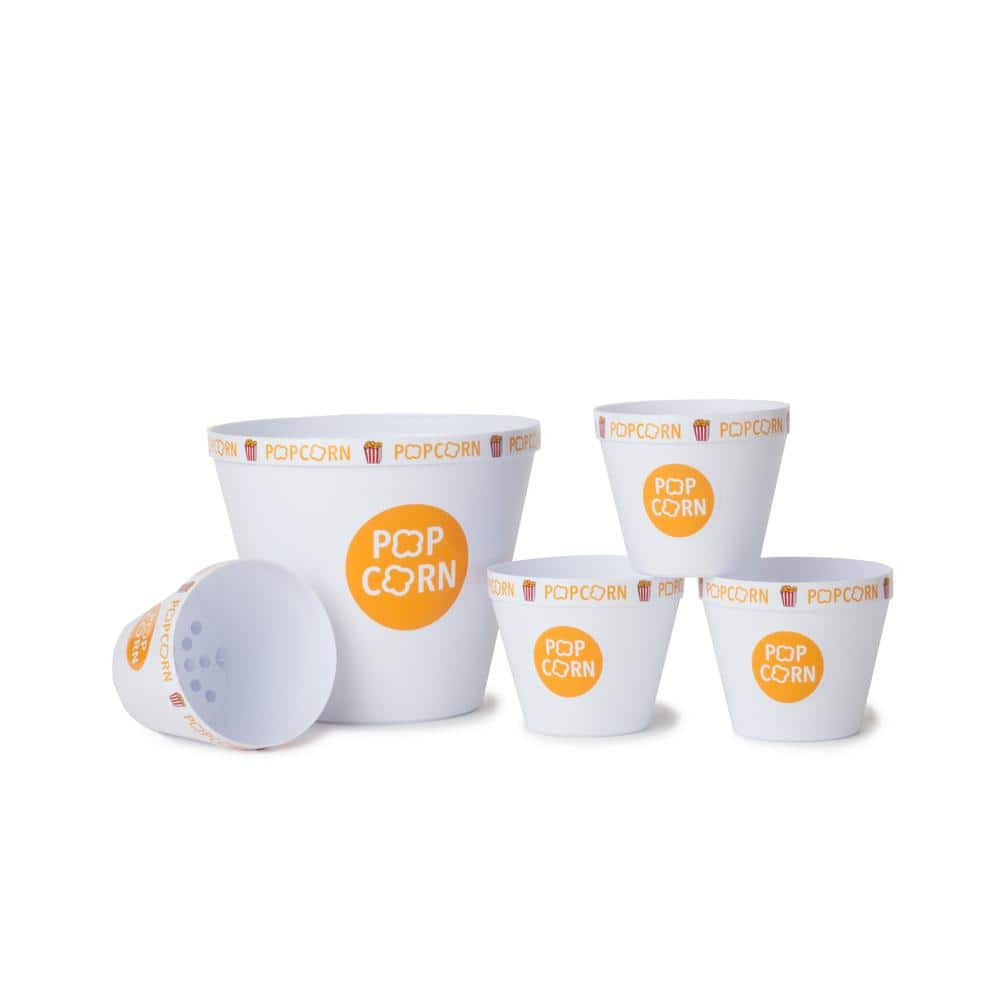 6 qt. 5-Piece Yellow Popcorn Bowls with Kernel Catcher Set - Hercitys