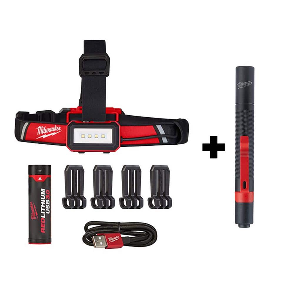 600 Lumens LED REDLITHIUM USB Low-Profile Hard Hat Headlamp with 100 Lumens Pen Light - Hercitys