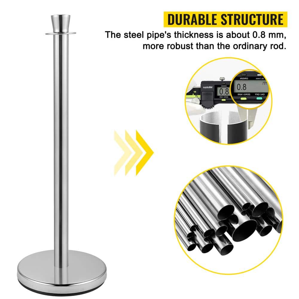Crowd Control Stanchion 2-Pack 5 ft. Black Velvet Rope Barriers 4-Way Connection Steel Crowd Control Barriers - Hercitys