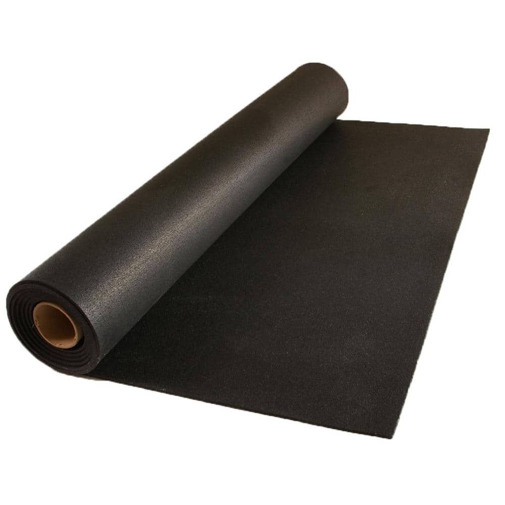 GMats Black 48 in. W x 120 in. L Rolled Rubber Gym Exercise Flooring Roll (40 sq. ft.) - Hercitys