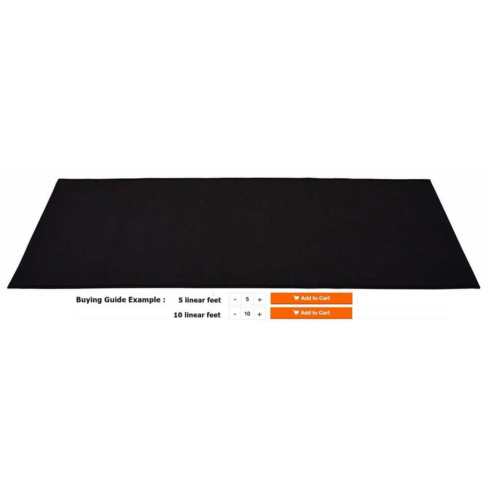 Rubber Collection Solid Black 26 in. Width x Your Choice Length Custom Size Runner Rug - Hercitys