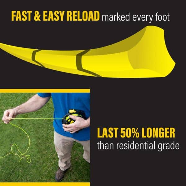 Universal Fit .080 in. x 175 ft. Pro Marked Replacement Line for Gas Corded and Cordless String Grass Trimmer/Lawn Edger - Hercitys