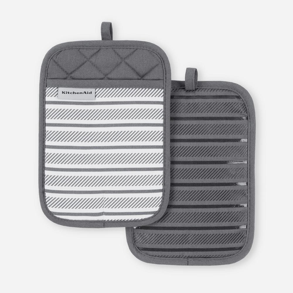 Albany Cotton Charcoal Grey Pot Holder Set (2-Pack) - Hercitys