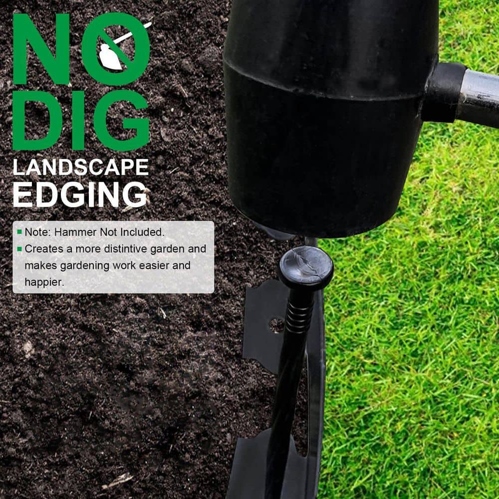 No-dig Garden Edging Kit 360 in. Plastic Garden Border with 30 Stakes 2 in. Tall Border Edging for Garden Lawn - Hercitys