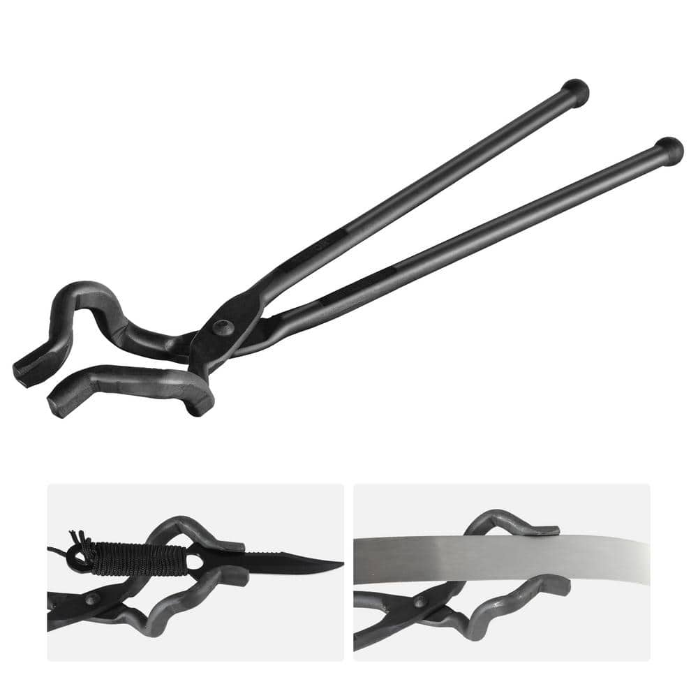Blacksmith Tongs, 18 in. Z V-Bit Tongs, Carbon Steel Forge Tongs with A3 Steel Rivets, for Knife Blades, Long Pieces, Ci - Hercitys