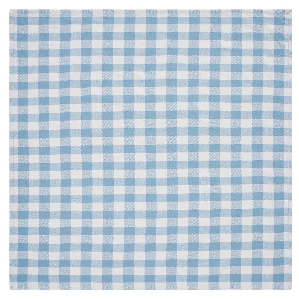 Annie 40 in. W x 40 in. L Blue Buffalo Check Cotton Blend Tablecloth Topper - Hercitys