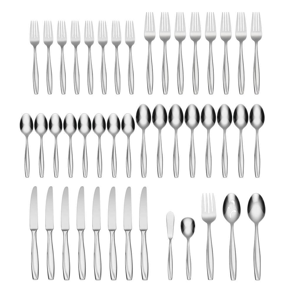 Camryn Mirror 45-Piece Silver 18/0-Stainless Steel Flatware Set (Service for 8) - Hercitys