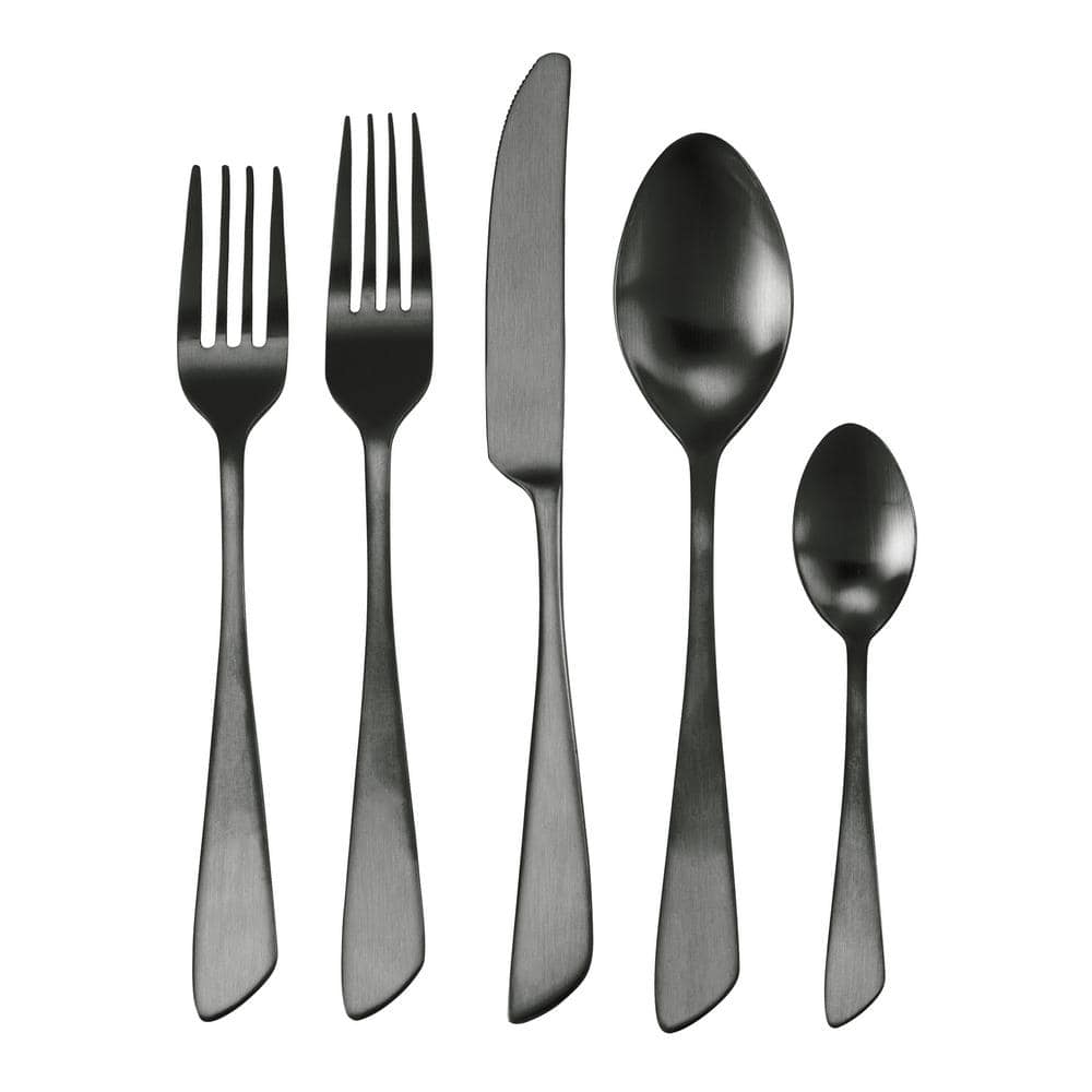 Gibbous 20-Piece Black Stainless Steel Flatware Set (Service for 4) - Hercitys