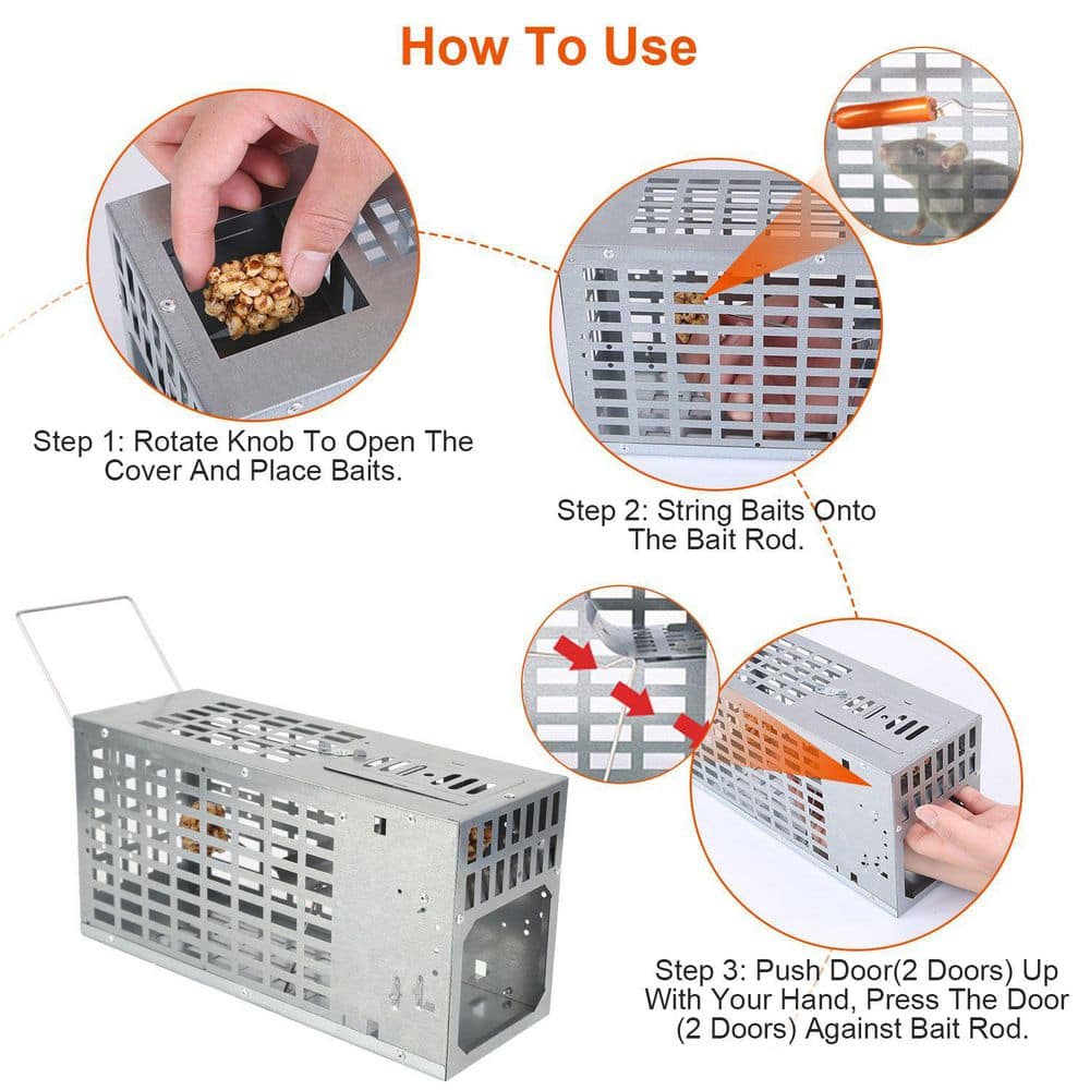 Live rat trap series. Outside. Reusable metal squirrel cages. Rats. Rat traps. 1 package - Hercitys