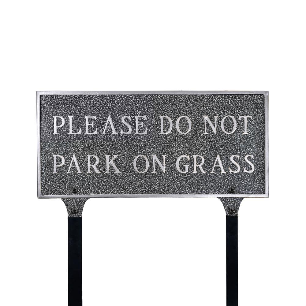 Please Do Not Park On Grass Standard Rectangle Statement Plaque with Lawn Stakes-Swedish Iron - Hercitys
