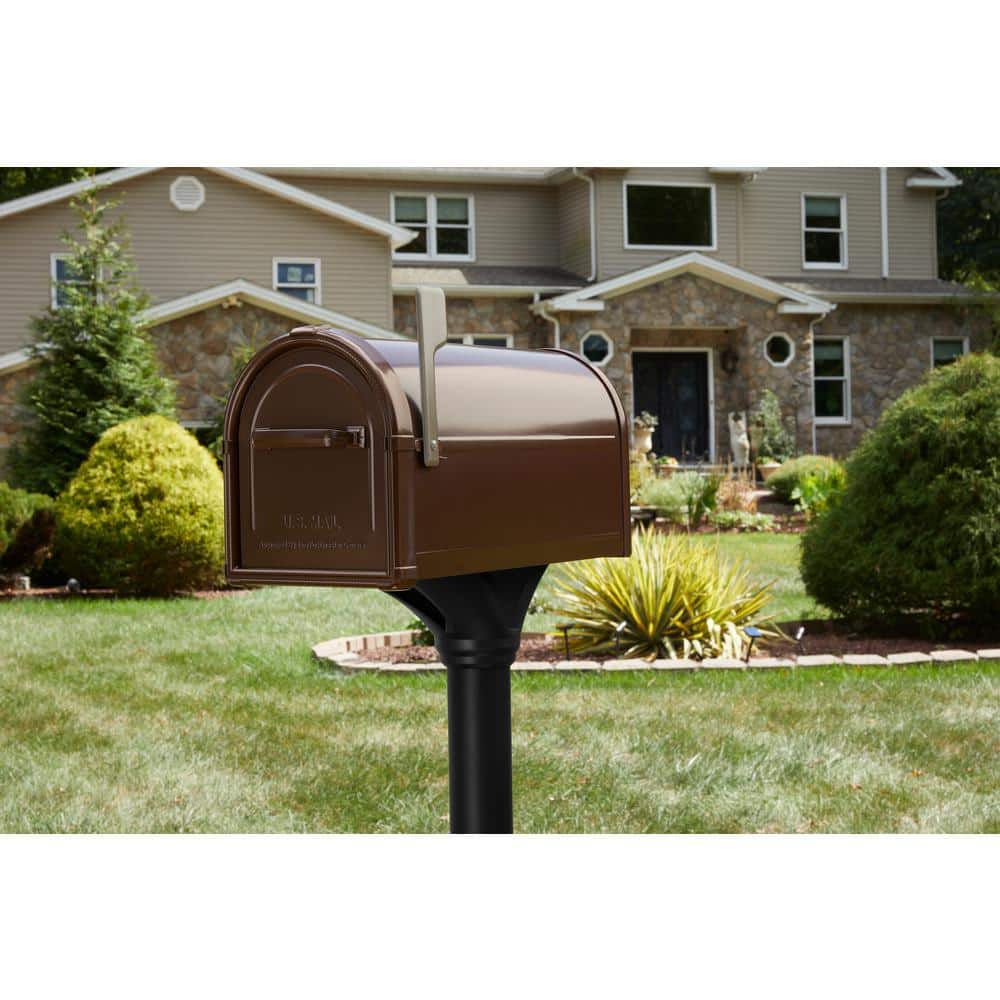 Hillsborough Copper, Large, Steel, Post Mount Mailbox with Silver Flag - Hercitys