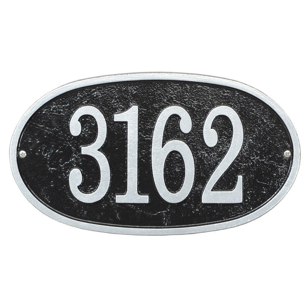 Fast and Easy Oval House Number Plaque, Black/Silver - Hercitys