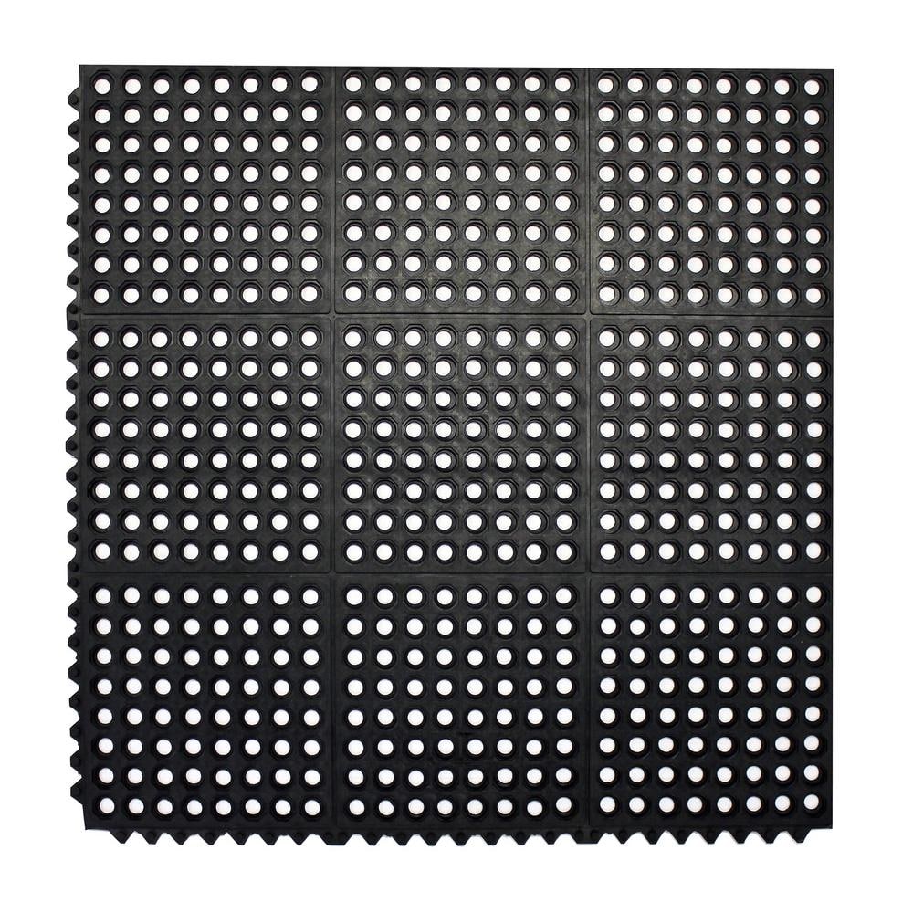 Durable Interlocking Black 36 in. x 36 in. Anti-Fatigue Rubber Commercial Floor Mat (Set of 4) - Hercitys