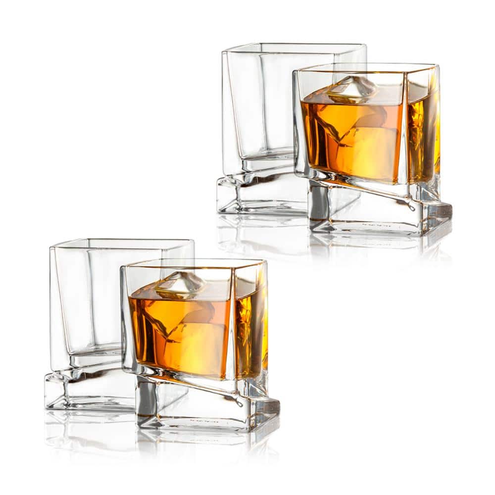 Carre Square 10 oz. Whiskey Glasses (Set of 4) - Hercitys
