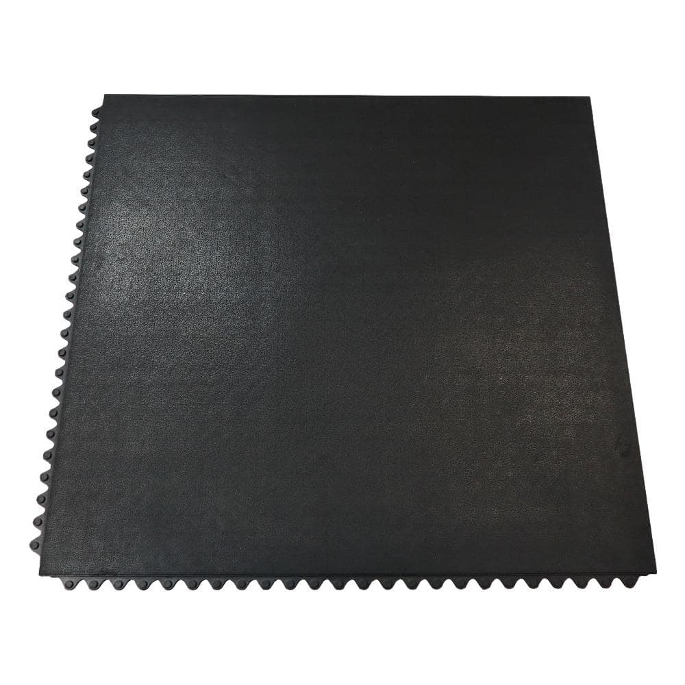 Revolution 0.47 in. T x 3 ft. W x 3 ft. L Black – Interlocking Rubber Flooring Tiles (9 sq. ft.) (1-Pack) - Hercitys