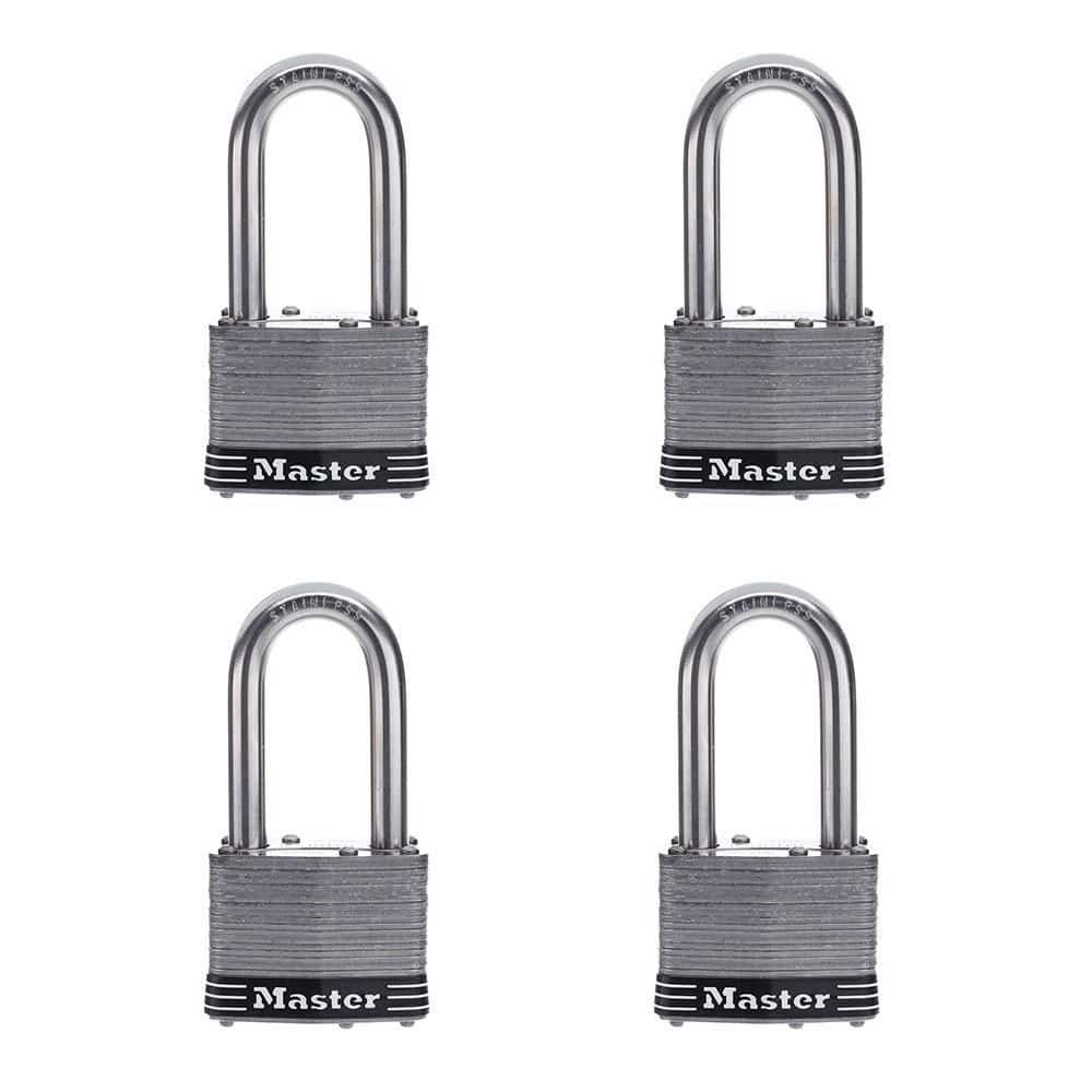 Stainless Steel Outdoor Padlock with Key, 2 in. Wide, 2 in. Shackle, 4 Pack - Hercitys