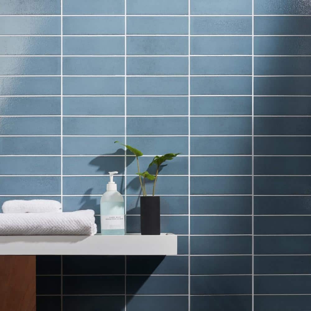 Vibe Turquoise 2.36 in. x 7.87 in. Glossy Lava Stone Cement Subway Wall Tile (3.88 sq. ft./Case) - Hercitys