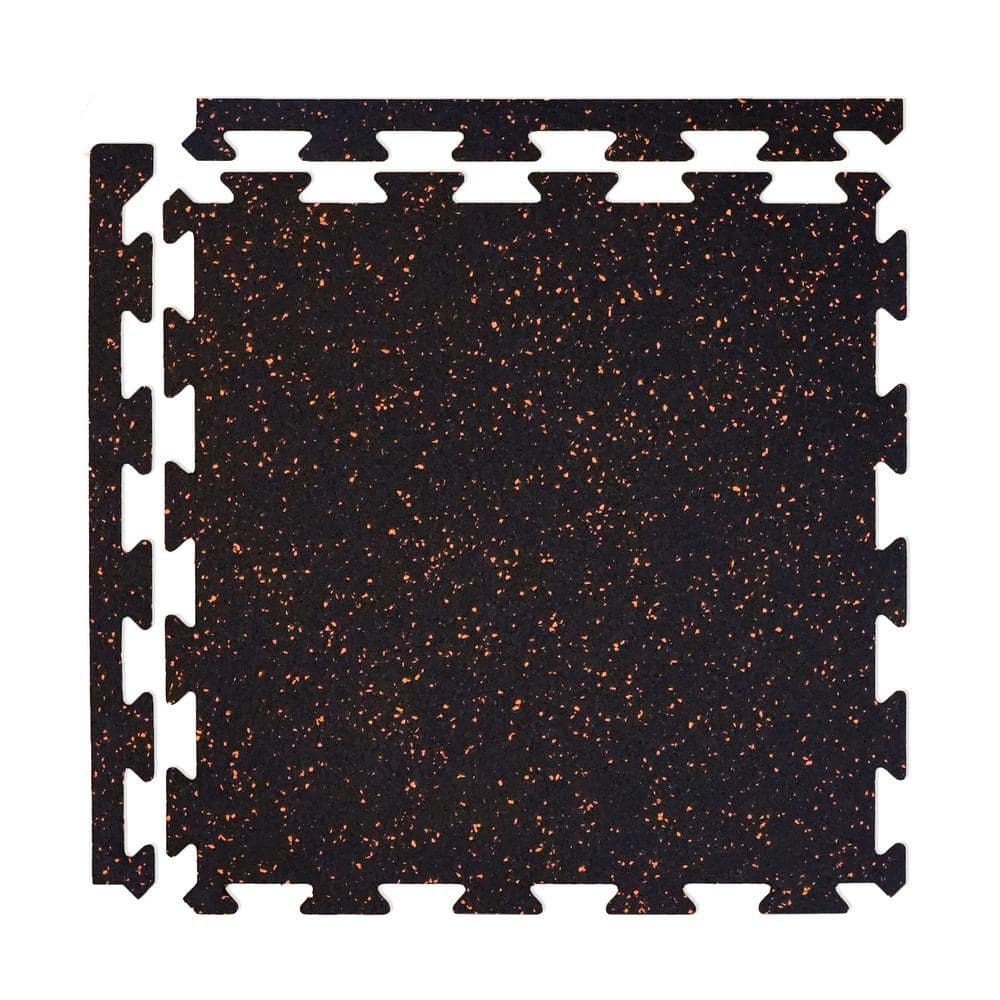 Eco-Lock Isometric Orange 24 in. x 24 in. x 0.3 in. Rubber Gym/Weight Room Flooring Tiles (25.7 sq. ft.) (6-Pack) - Hercitys