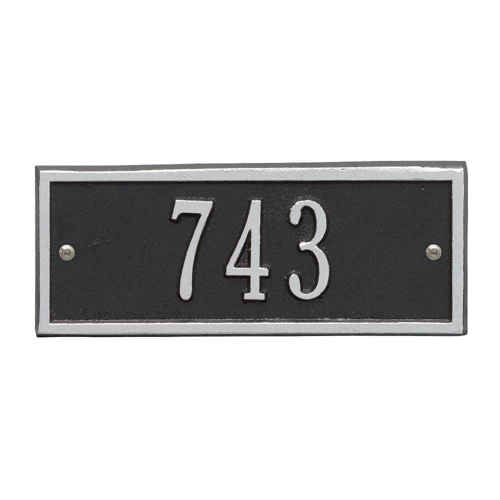 Hartford Rectangular Black/Silver Petite Wall 1-Line Address Plaque - Hercitys