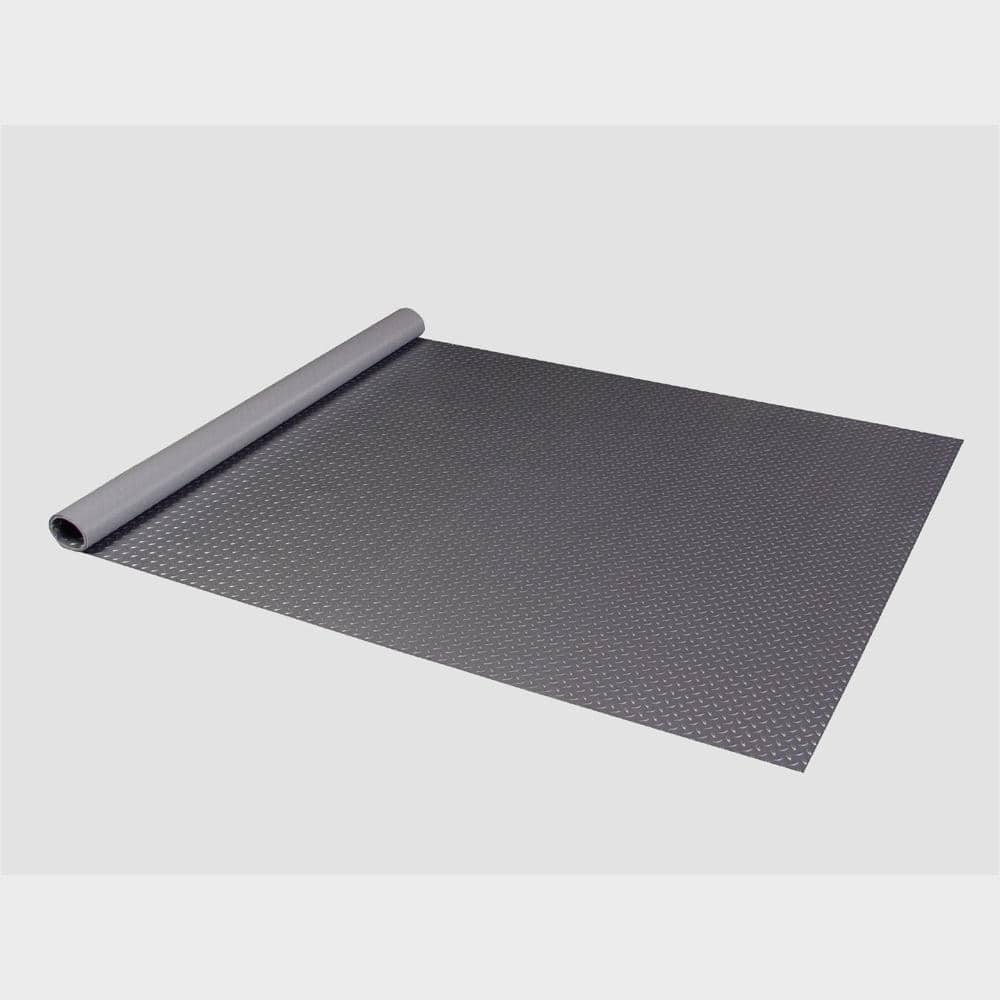 Textured Slip Resistant Diamond Plate 2 ft. x 2.5 ft. Charcoal Vinyl Garage Floor Mat, 23-Sizes Available - Hercitys