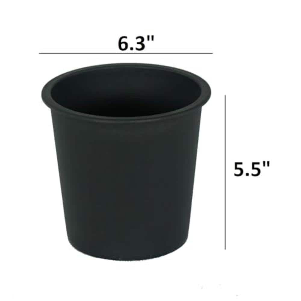 6.3 in. L x 6.3 in. W x 5.5 in. H Round Garden Plastic Nursery Plant Pot with Drainage (5-Pack). - Hercitys