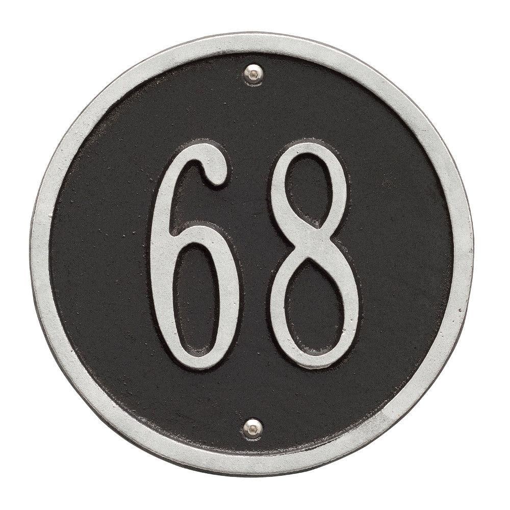 Round Petite Black/Silver Wall 1-Line Address Plaque - Hercitys