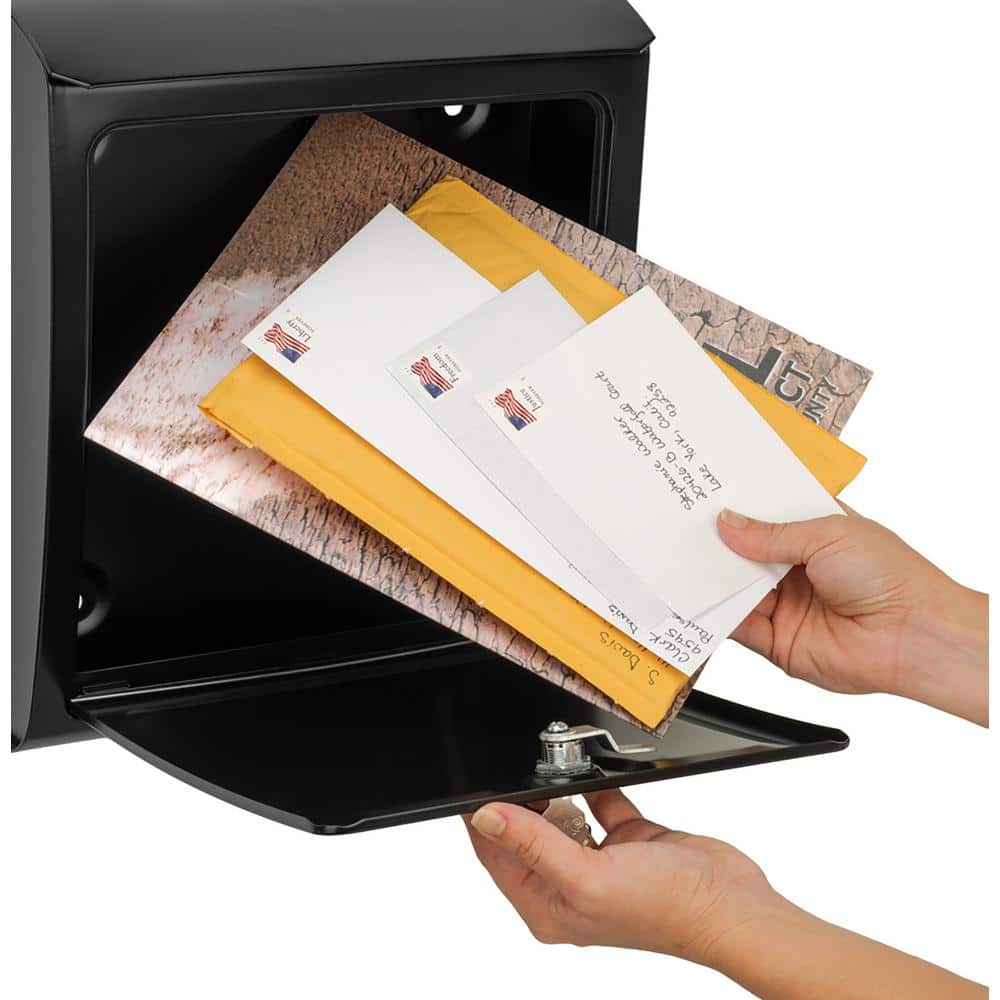 Sienna Black, Medium, Steel, Locking Wall Mount Mailbox - Hercitys