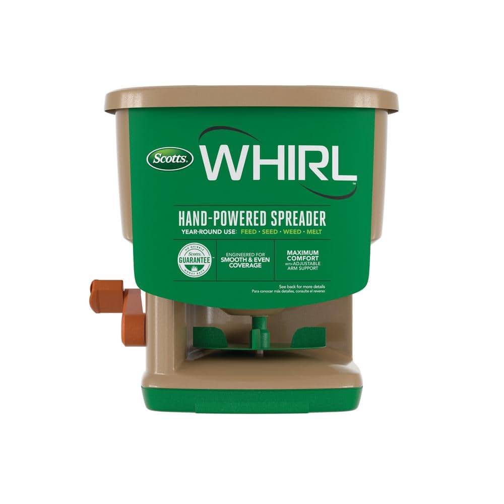 Whirl Hand-Powered Spreader Holds up to 1,500 sq.ft., Handheld Spreader for Seed, Fertilizer, Salt and Ice Melt - Hercitys