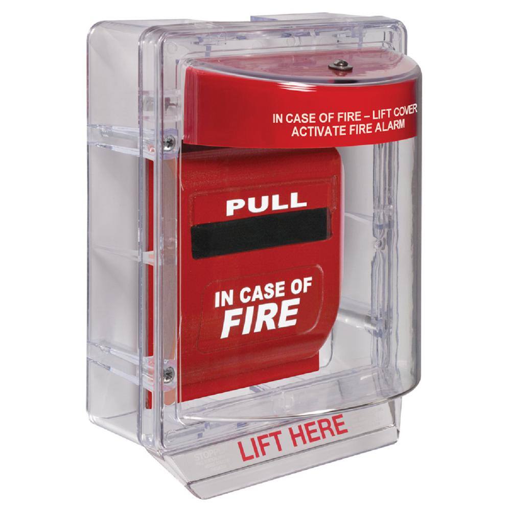 Stopper II without Horn, Fire Alarm Pull Station Cover, Clear Spacer, Fire Label, Polycarbonate - Hercitys