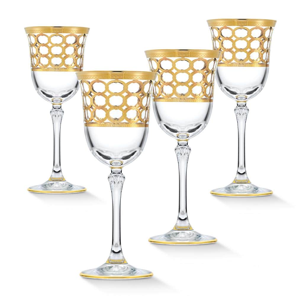 9 oz. Infinity Gold Ring Red Wine Goblet Set (Set of 4) - Hercitys