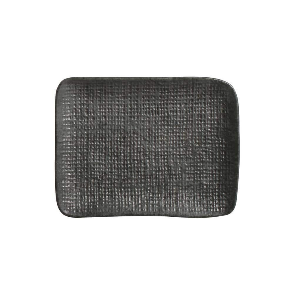 7.08 in. Chromium Gray Stoneware Rectangular Platter Juta (Set of 4) - Hercitys