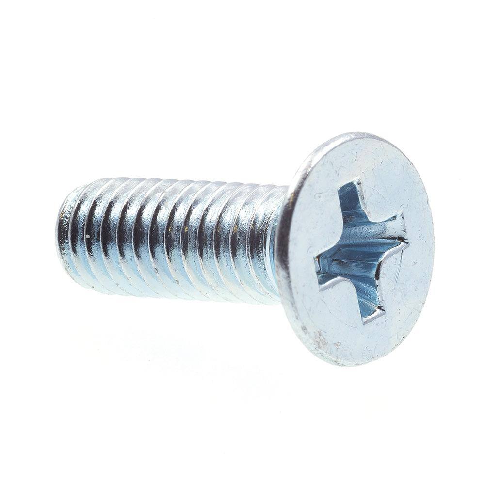 M4-0.7 x 12 mm Metric Zinc Plated Steel Phillips Drive Flat Head Machine Screws (25-Pack) - Hercitys