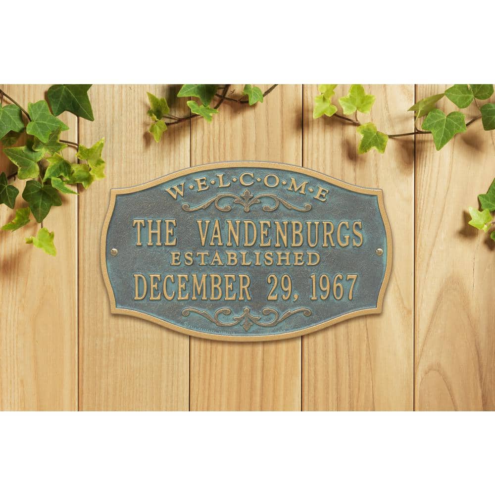 Brookfield Welcome Rectangular Standard Wall 2-Line Anniversary Personalized Plaque in Bronze/Verdi - Hercitys